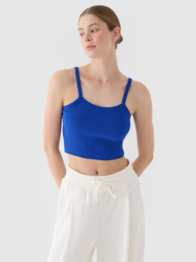 4F Damski crop top basic 4F 4FRSS24TSLEF214  niebieski Niebieski
