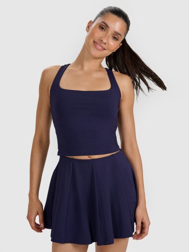  4F Damski crop top tenisowy 4F 4FRAW25TFSLF091  granatowy Granatowy