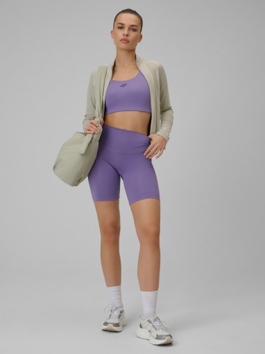  4F Damski legginsy kolarki treningowe 4F 4FWSS26TFSTF085  fioletowe Fioletowy