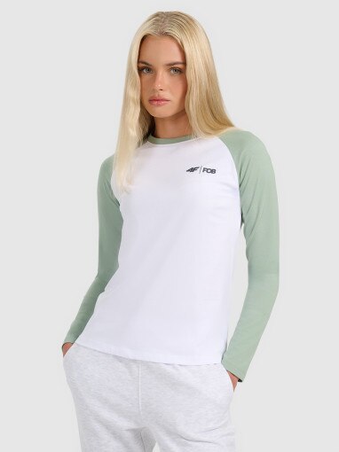  4F Damski longsleeve 4F 4FWAW25TFTRM1253  biały Biały