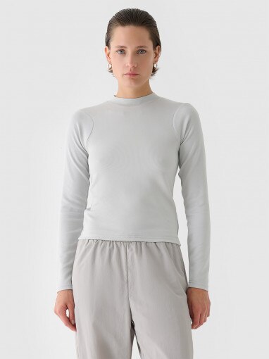 4F Damski longsleeve basic 4F 4FWAW24TLONF361  szary Szary