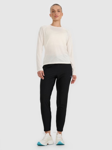Damski longsleeve do biegania 4F 4FWAW25TFLOF415 - biały
