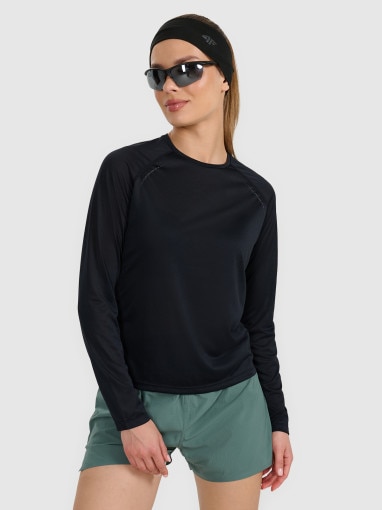  4F Damski longsleeve do biegania 4F 4FWAW25TFLOF415  czarny Czarny