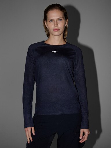 Damski longsleeve kolarski 4F 4FWSS25TFLOF344 - granatowy
