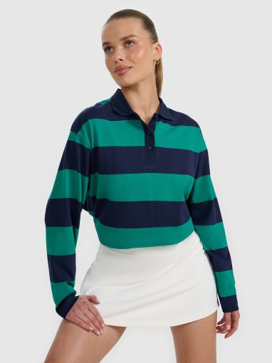 4F Damski longsleeve w paski 4F 4FRAW25TLONF604  zielony Zielony