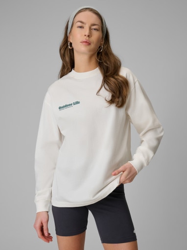 Obrazek dla: 4F Damski longsleeve z nadrukiem 4F 4FRSS26TSWSF2834  biały Biały