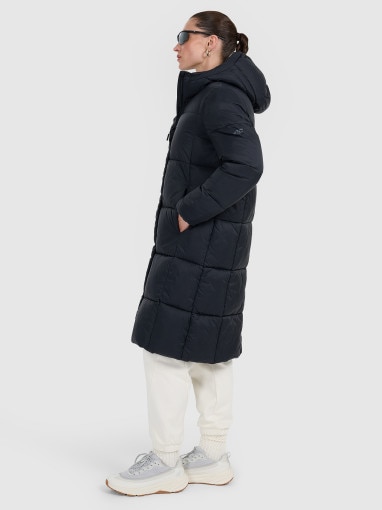 Damski płaszcz puchowy pikowany 4F 4FWAW25TDJAF586 - czarny