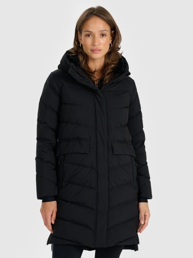 4F Damski płaszcz puchowy z naturalnym wypełnieniem 4F 4FRAW25TDJAF0812 czarny Czarny