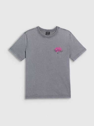 Damski t-shirt  z nadrukiem 4F 4FRSS26TTSHF4515 - szary