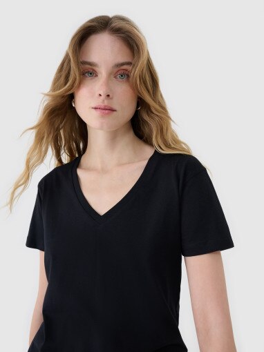 Damski t-shirt basic 4F4FWSS25TTSHF1992 - czarny