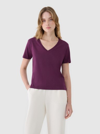 4F Damski tshirt basic 4F4FWSS25TTSHF1992  fioletowy Fioletowy