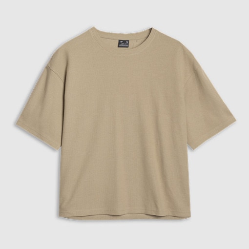 Damski t-shirt basic 4F 4FRSS25TTSHF2651 - beżowy