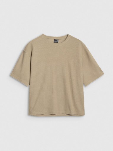 4F Damski tshirt basic 4F 4FRSS25TTSHF2651  beżowy Beżowy
