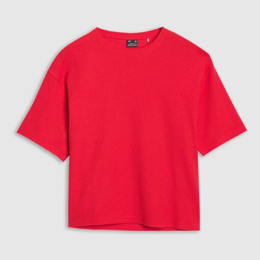 Damski t-shirt basic 4F 4FRSS25TTSHF2651 - czerwony