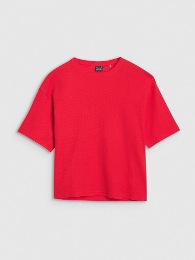 4F Damski tshirt basic 4F 4FRSS25TTSHF2651  czerwony Czerwony