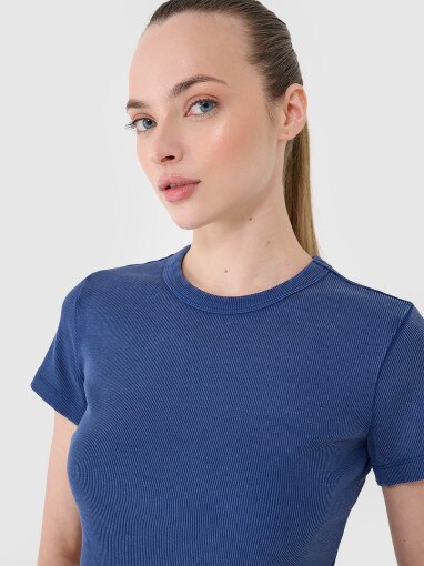 4F Damski tshirt basic 4F 4FRSS25TTSHF2696  granatowy Granatowy