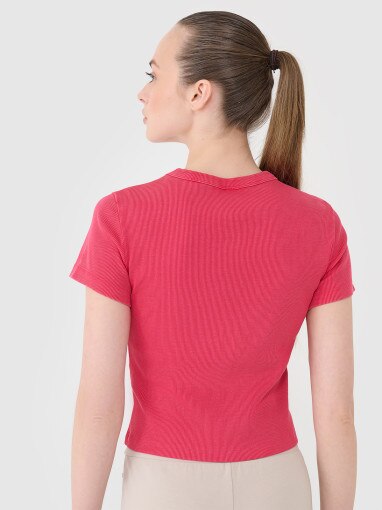 Damski t-shirt basic 4F 4FRSS25TTSHF2696 - różowy