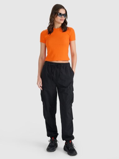Damski t-shirt basic 4F 4FRSS25TTSHF2749 - pomarańczowy