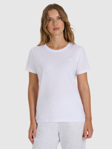 4F Damski tshirt basic 4F 4FWMM00TTSHF2356  biały Biały