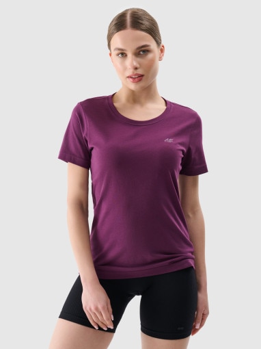 4F Damski tshirt basic 4F 4FWMM00TTSHF2356  fioletowy Fioletowy