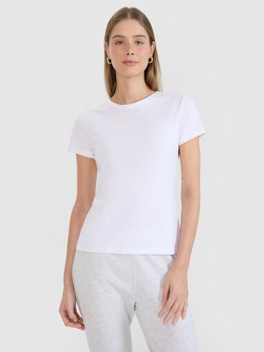  4F Damski tshirt basic 4F 4FWMM00TTSHF2674  biały Biały