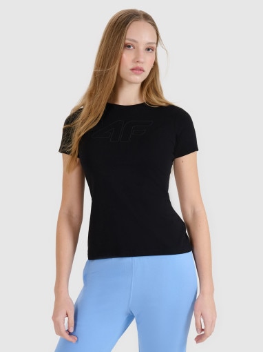 4F Damski tshirt basic 4F 4FWMM00TTSHF2674  czarny Czarny