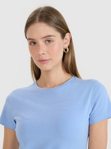 Damski t-shirt basic 4F 4FWMM00TTSHF2674 - niebieski