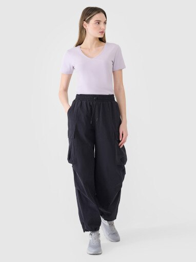 Damski t-shirt basic 4F 4FWSS25TTSHF1990 - fioletowy
