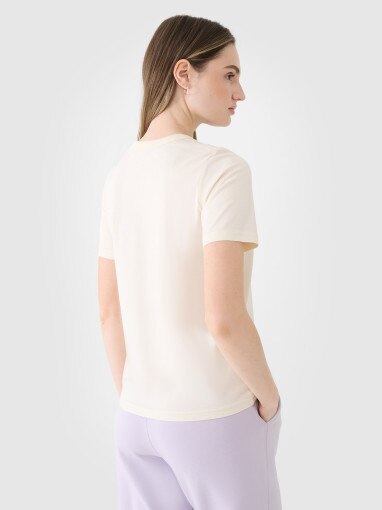Damski t-shirt basic 4F 4FWSS25TTSHF1991 - biały