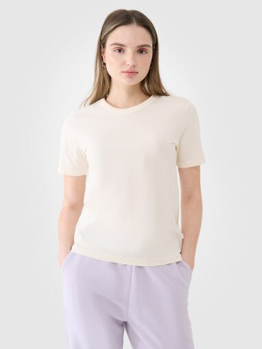 4F Damski tshirt basic 4F 4FWSS25TTSHF1991  biały Biały