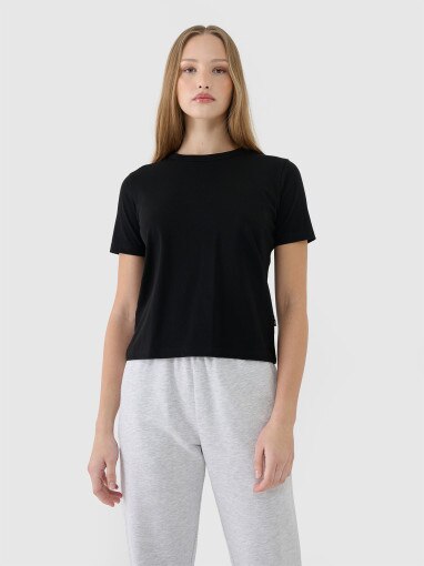 4F Damski tshirt basic 4F 4FWSS25TTSHF1991  czarny Czarny