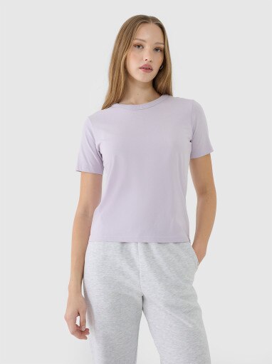 4F Damski tshirt basic 4F 4FWSS25TTSHF1991  fioletowy Fioletowy