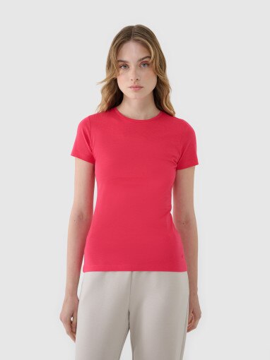 4F Damski tshirt basic 4F 4FWSS25TTSHF1995  różowy Różowy