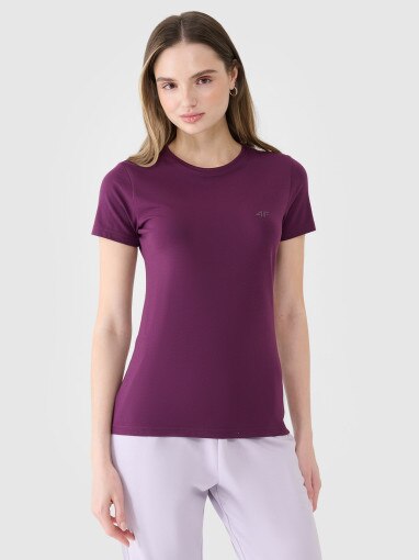 4F Damski tshirt basic 4F 4FWSS25TTSHF2351 fioletowy Fioletowy