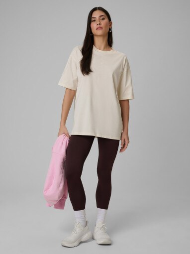 Damski t-shirt basic 4F 4FWSS26TTSHF2744 - beżowa