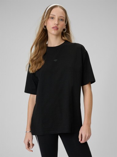  4F Damski tshirt basic 4F 4FWSS26TTSHF2744  czarny Czarny