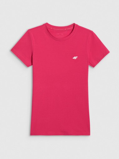  4F Damski tshirt basic 4F 4FWSS26TTSHF2771  różowy Różowy