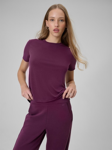  4F Damski tshirt basic 4F 4FWSS26TTSHF2773  fioletowy Fioletowy