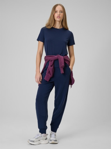Damski t-shirt basic 4F 4FWSS26TTSHF2773 - granatowy