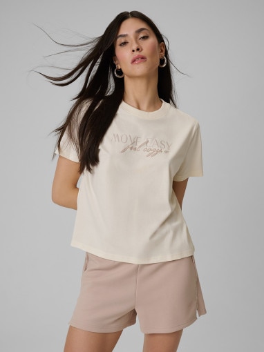  4F Damski tshirt boxy z nadrukiem 4F 4FWSS26TTSHF2743  beżowy Beżowy