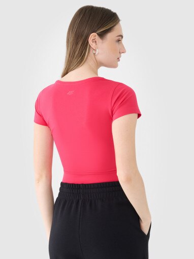 Damski t-shirt crop top 4F 4FRSS25TTSHF2695 - różowy