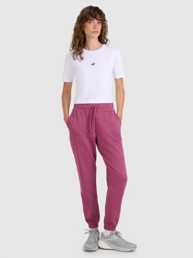 Damski t-shirt crop top 4F 4FWAW25TTSHF2971 - biały