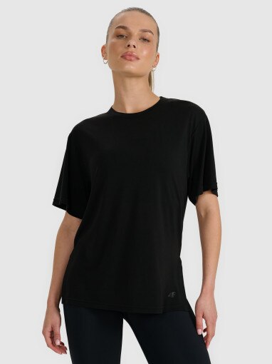 4F Damski tshirt oversize 4F 4FRAW25TTSHF3408  czarny Czarny