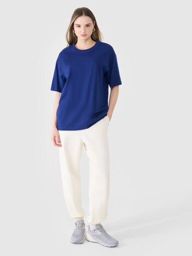 Damski t-shirt oversize 4F 4FRSS25TTSHF2694 - granatowy