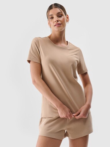 4F Damski tshirt regular 4F 4FWMM00TTSHF2356  beżowy Beżowy