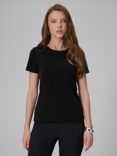  4F Damski tshirt slim 4F 4FRSS26TTSHF3628  czarny Czarny