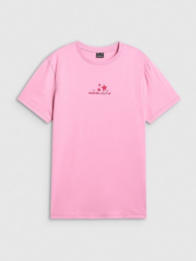  4F Damski tshirt z nadrukiem 4F 4FRAW25TTSHF3411  różowy Różowy