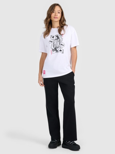 Damski t-shirt z nadrukiem 4F 4FRAW25TTSHF3790 - biały