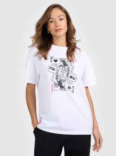  4F Damski tshirt z nadrukiem 4F 4FRAW25TTSHF3790  biały Biały
