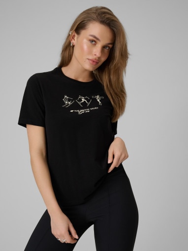Obrazek dla: 4F Damski tshirt z nadrukiem 4F 4FRSS26TTSHF3447  czarny Czarny